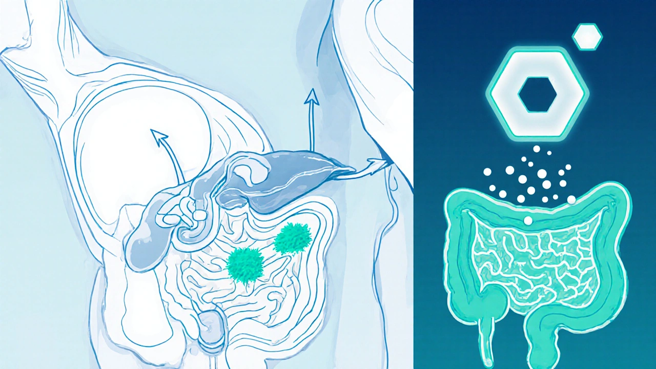 Cross‑section medical illustration showing vitamin D activation, parathyroid hormone, and calcium absorption.
