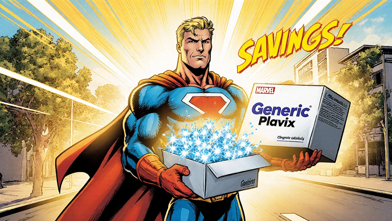Hero receiving a delivery box of generic clopidogrel tablets on a sunny Perth street.