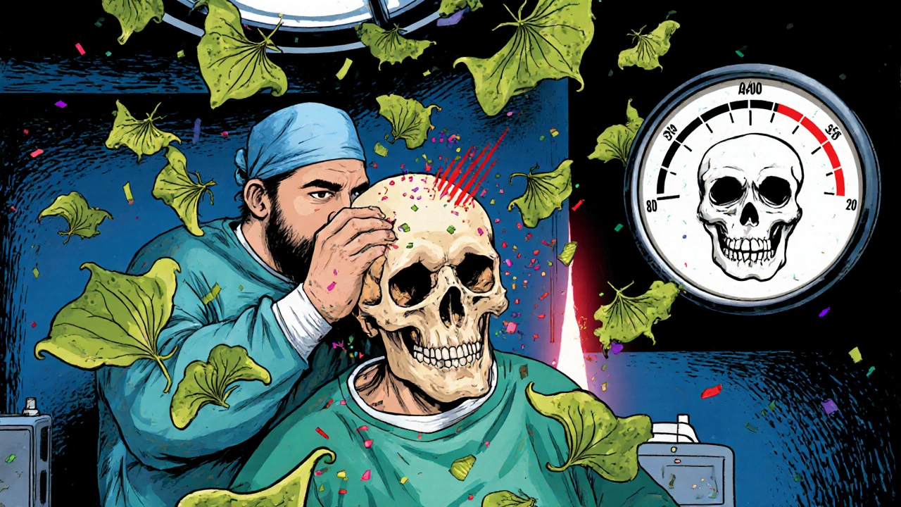 Surgeons struggle to stop bleeding during surgery as Ginkgo leaves rain down and an INR meter spikes dangerously.