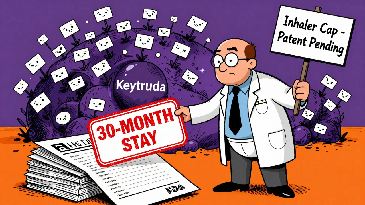 FDA official stamps '30-Month Stay' as a thicket of absurd patents grows from a drug molecule.