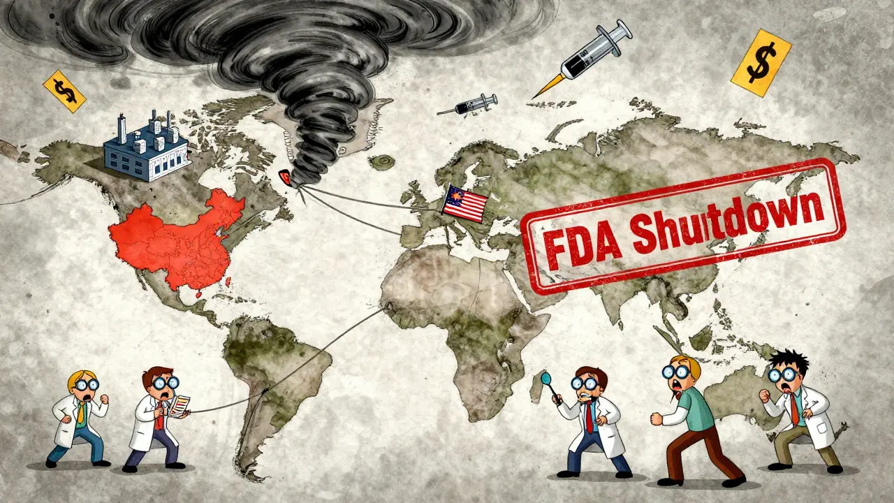 Fragile global supply chain threads snapping over factories, pharmacists frantically trying to repair them.