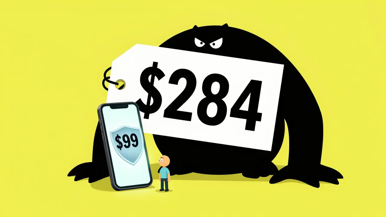 A large price tag being shrunk by a digital coupon on a smartphone